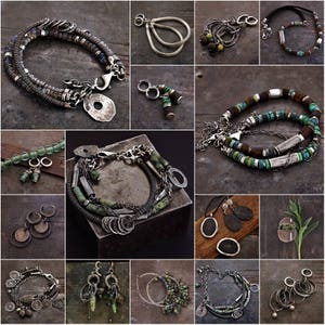 Große Creolen und Grüne Afrikanische Türkis Ohrringe handgemacht aus Sterling Silber einzigartiges Geschenk für Frauen Bild 4