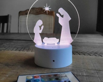 Simplistic Nativity Holy Family LED nightlight. LED Christmas light and decor. Religious gift for kids. Kid's night light. Christian gifts.