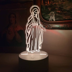 Beautiful Mary LED nightlight. Blessed Mother Mary nightlight. The original Marian LED light. Religious gift for kids. Kid's night light.