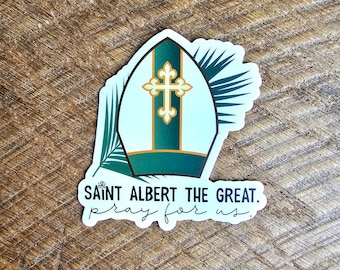 Saint Albert the Great. Christian vinyl stickers. Religious sticker. Removable. Catholic vinyl sticker. Water bottle sticker. FREE SHIPPING.