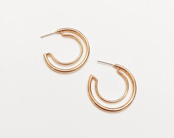 Mini Double Hoops