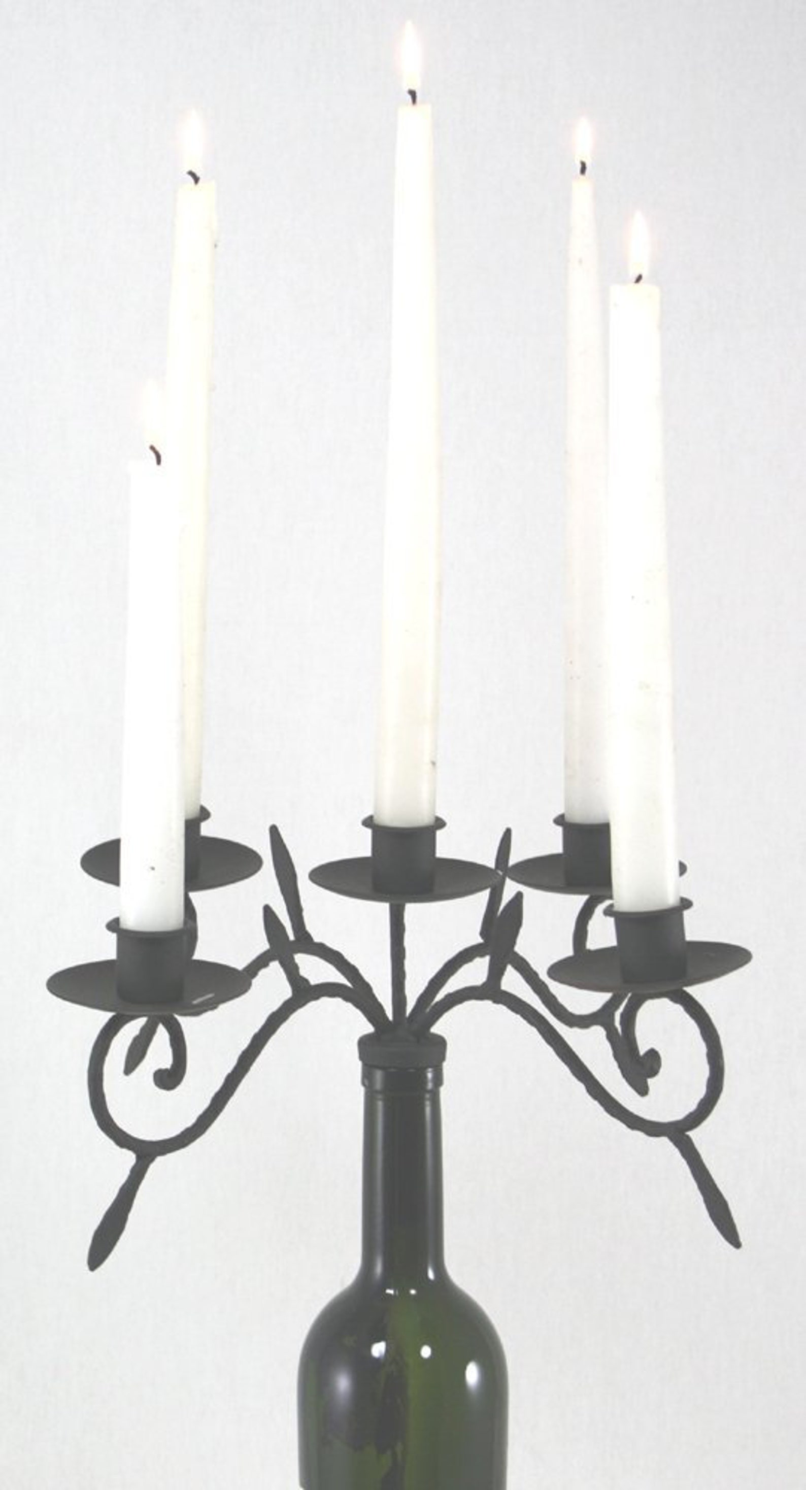 Wine Bottle Candelabra Black Iron Candle Holder Wine Bottle Etsy