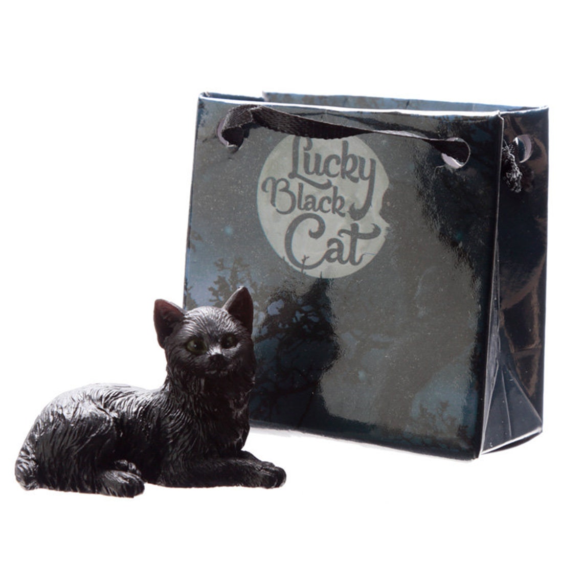 Miniature Lucky Black Cat Ornament In Mini Gift Bag Cat Etsy