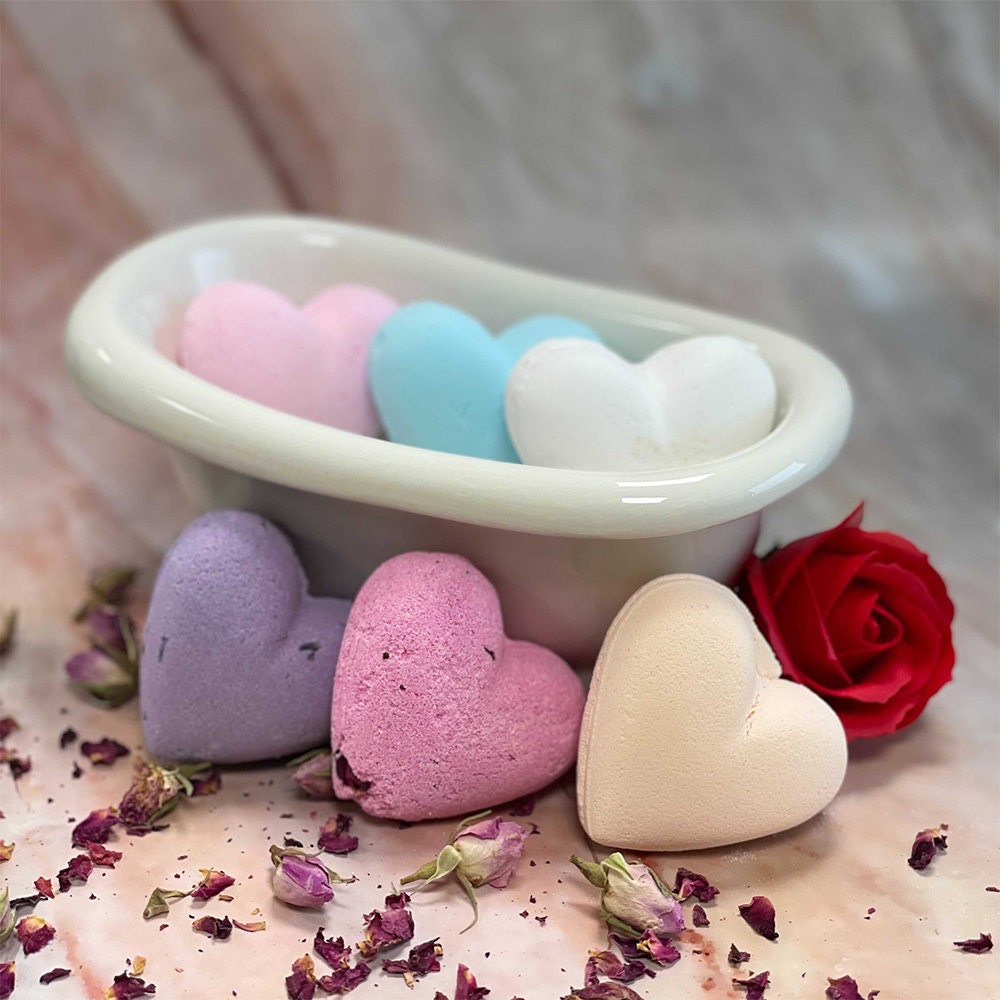 Love Heart Bath Bombs Mixed Set of 6 Delightful Fragrances | Etsy