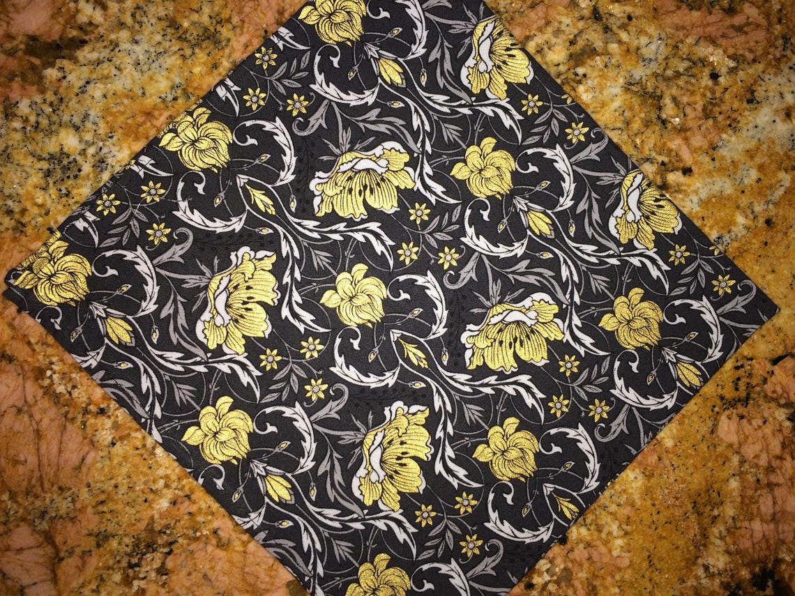 Black and Gold Cotton Floral Napkins Etsy