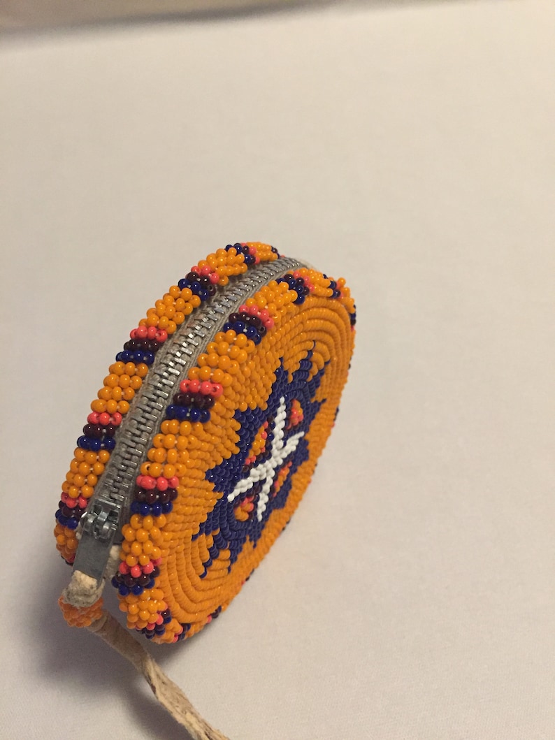 Vintage 3.25 Round Beaded NATIVE AMERICAN Coin PURSE Etsy
