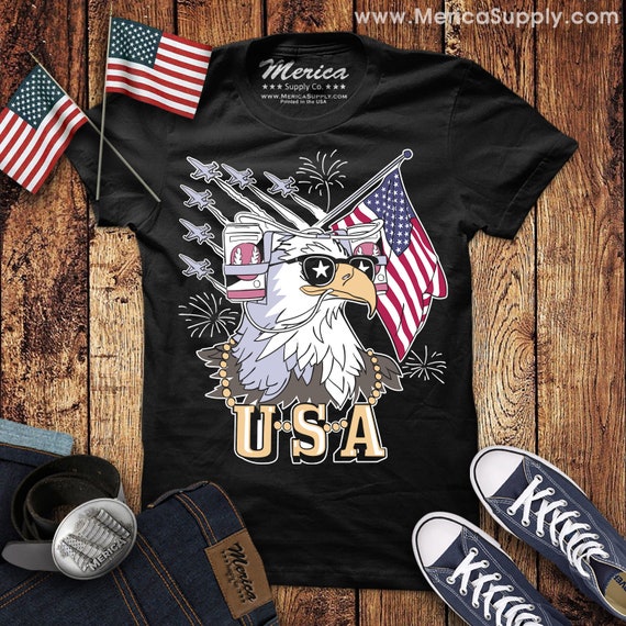 Mens Fourth of July Eagle Cotton Casual Tank Tops Graphics T-Shirts Tee