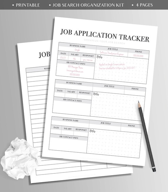 printable job search kit bullet journal template high etsy