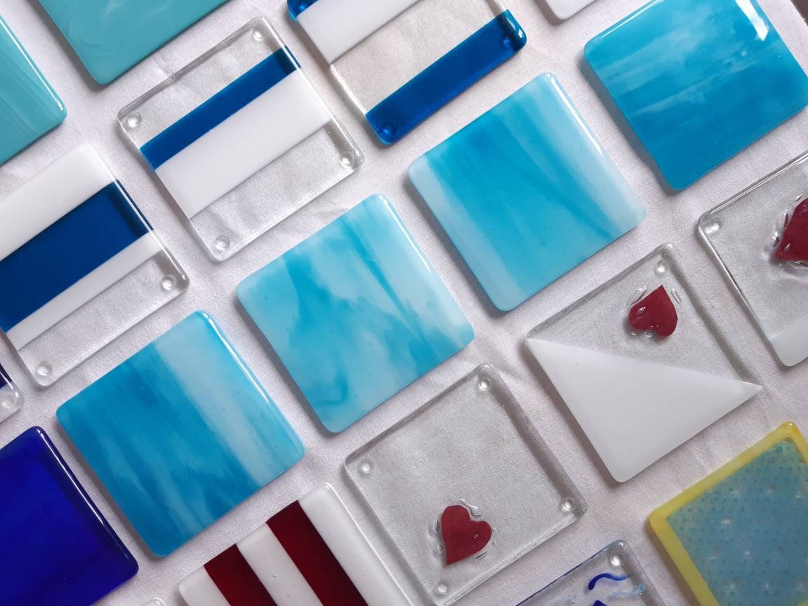 Handmade Blue glass Coastersset of 4 Etsy