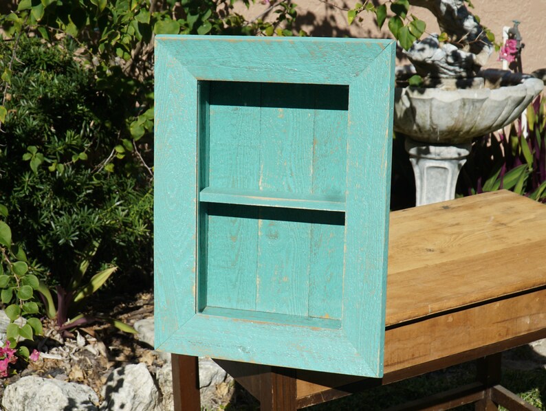 Rustic Wood Shadow Box Wall Shelf Nursery Beach Cottage Chic Distressed Furniture Framed Curio