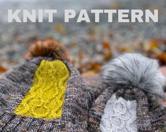 KNITTING PATTERN . Frozen Kelp Hat . DK beanie pattern . Intarsia in the round . Knit cables . Video tutorials . Toque knitting pattern