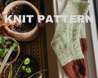 KNITTING PATTERN . Spring Sprout Socks . Lace Chart, Toe Up, Fingering Weight