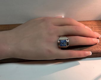 Incas Lapis 950 Sterling Ring Sz 9 Unisex Men's Lazuli