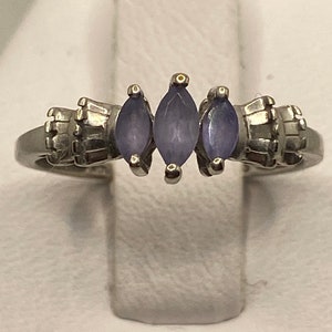 10K White Gold Tanzanite Ring Sz 7 10KT Vintage Jewelry Birthday Anniversary Christmas Gift Mother&#39;s Day Bridal Wedding Promise Engagement