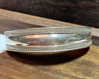 Sterling Cuff Bracelet Wavy 925 Silver Vintage Jewelry