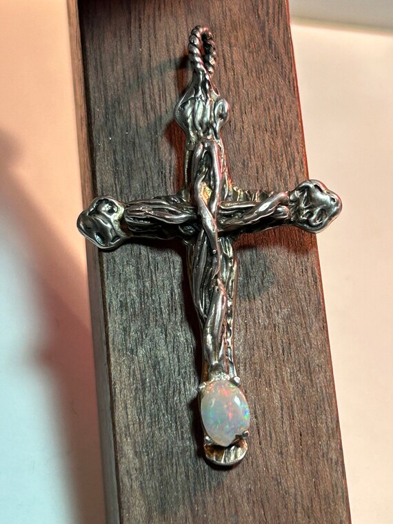 Reversible Cross Necklace Vine Design Sterling Silver, with Chain Reversible Cross Necklace Vine Design Sterling Silver, with Chain