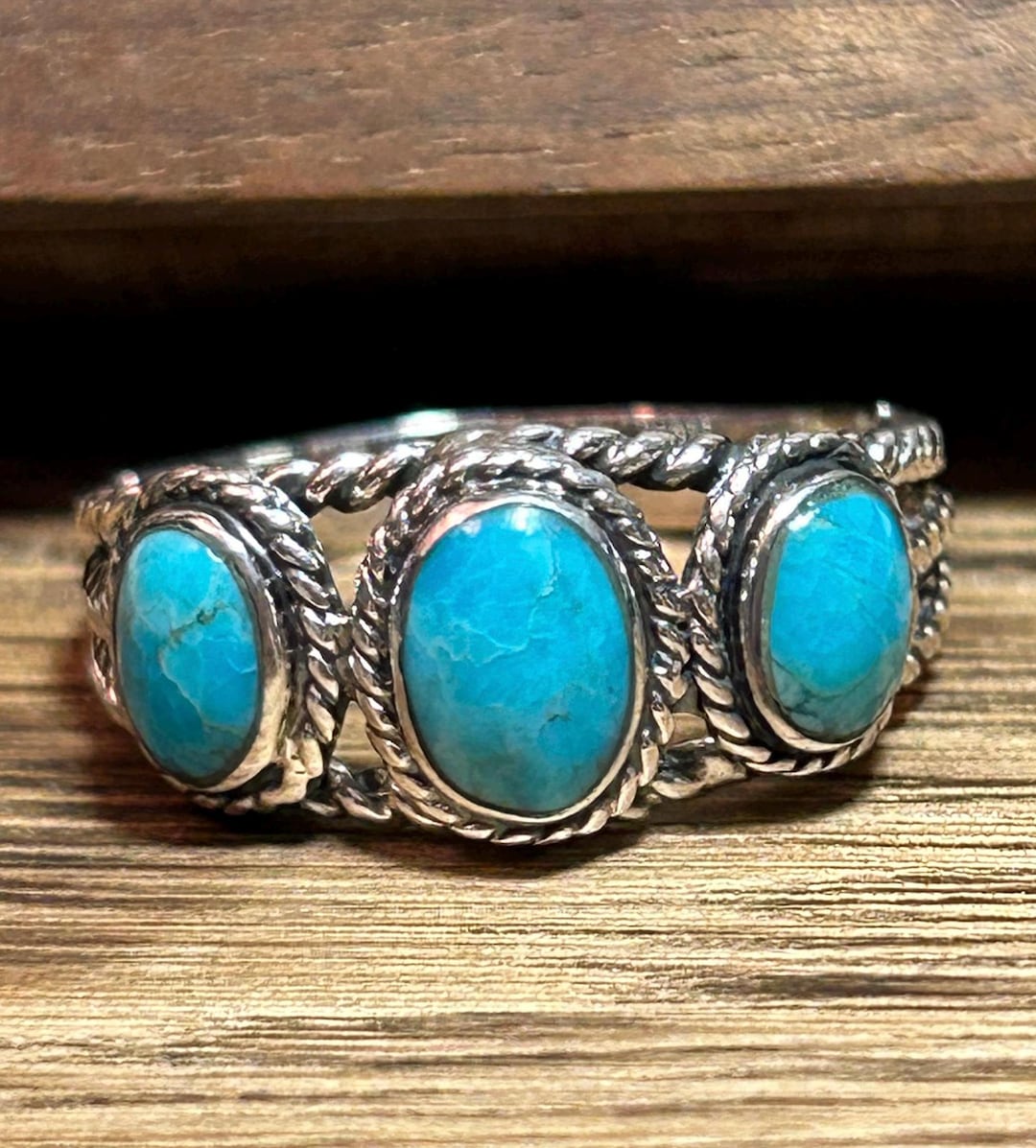 Sleeping Beauty Turquoise Sterling Ring Band Sz 10 11 Unisex Mens 925 ...