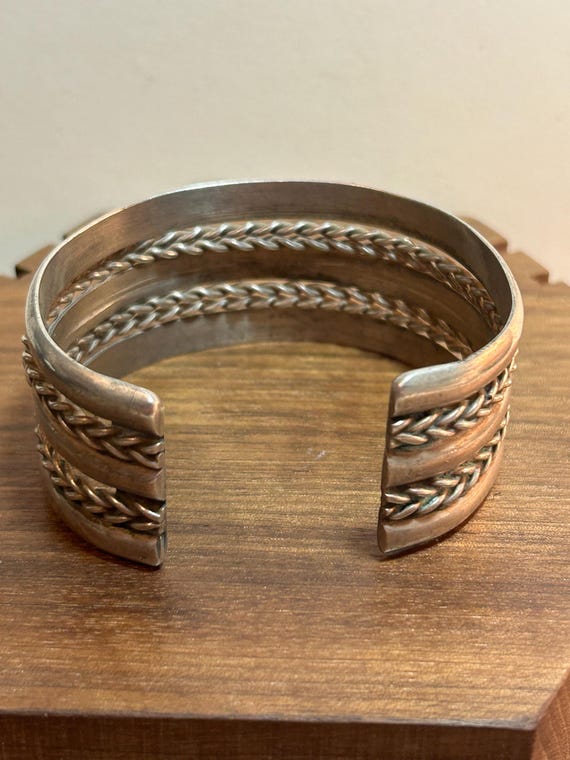 navajo sterling silver バングル Navajo Sterling Stamped Cuff Bracelet 51g 925 Silver Braided