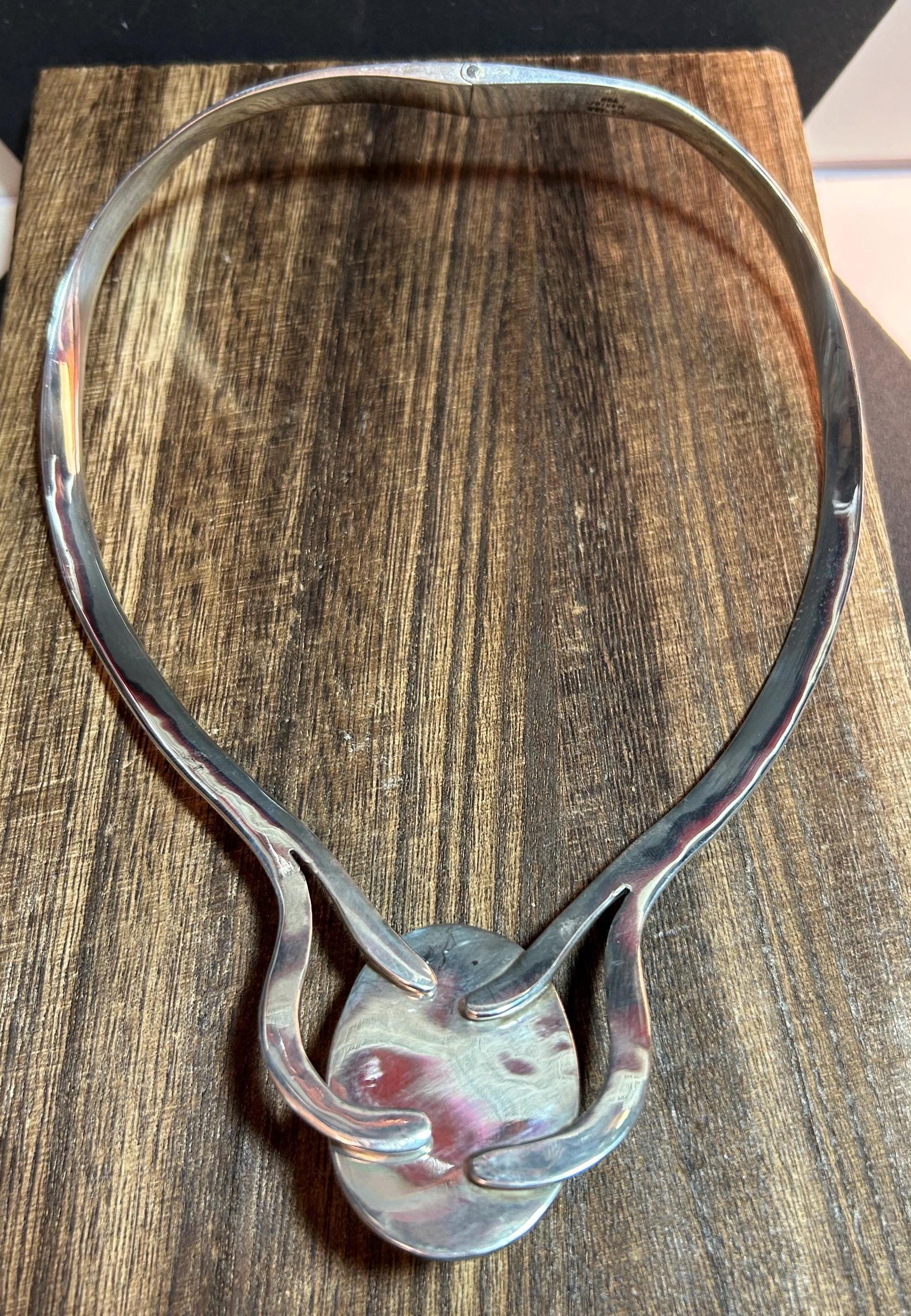 Taxco Abalone 950 Sterling Necklace Choker 87g Silver Mexico