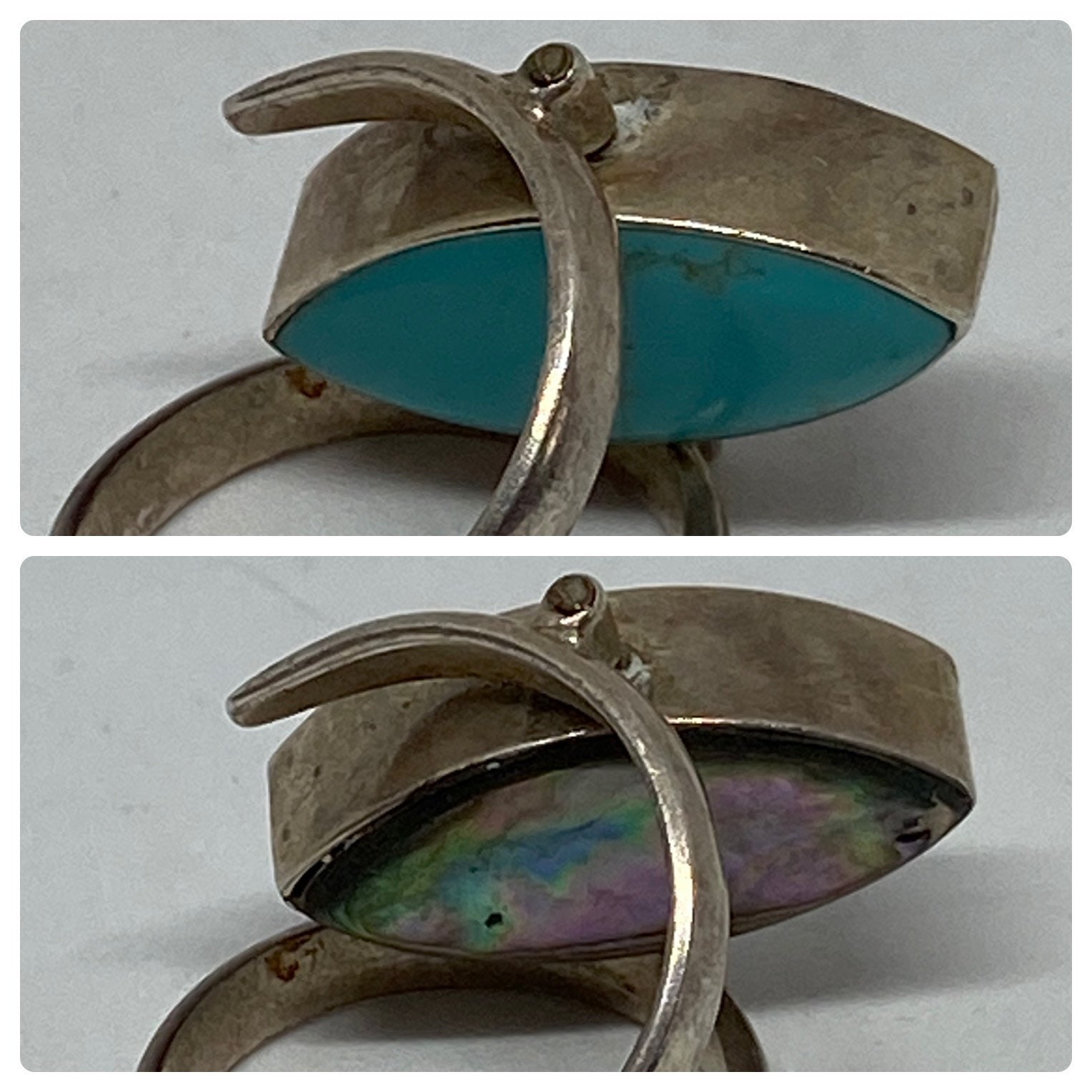 HOB Flip Multi Stone Sterling Ring Turquoise Alabone Puau Sz