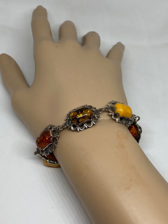 Baltic Amber Sterling Bracelet 7.25" Yellow Butte… - image 8