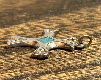 ナバホ族 ターコイズ スターリング クロスペンダント チャーム 925