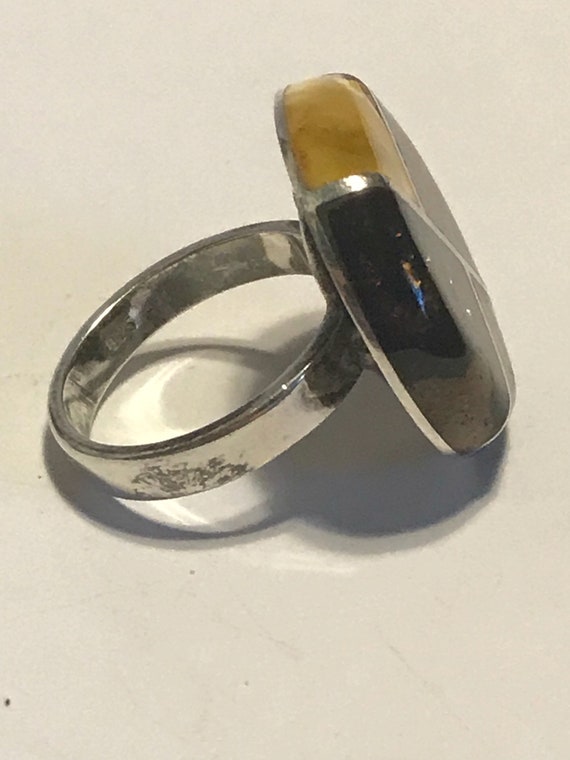 Polish Amber Sterling Ring Sz 7 Baltic Poland Yel… - image 7