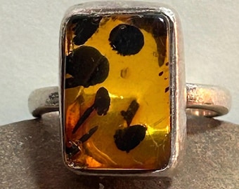 Bernstein Sterling Ring Sz 6 Polen Baltik Honig Cognac 925 Silber Vintage Schmuck Geburtstag Jahrestag Weihnachtsgeschenk Muttertag Boho