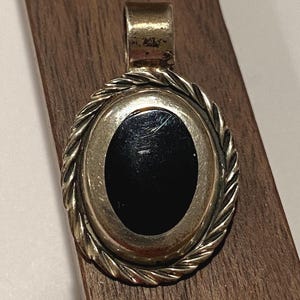 Taxco Onyx Sterling Pendant 925 Silver Rope Mexico Mexican Oval Vintage Jewelry Southwestern Christmas Anniversary Birthday Gift Goth