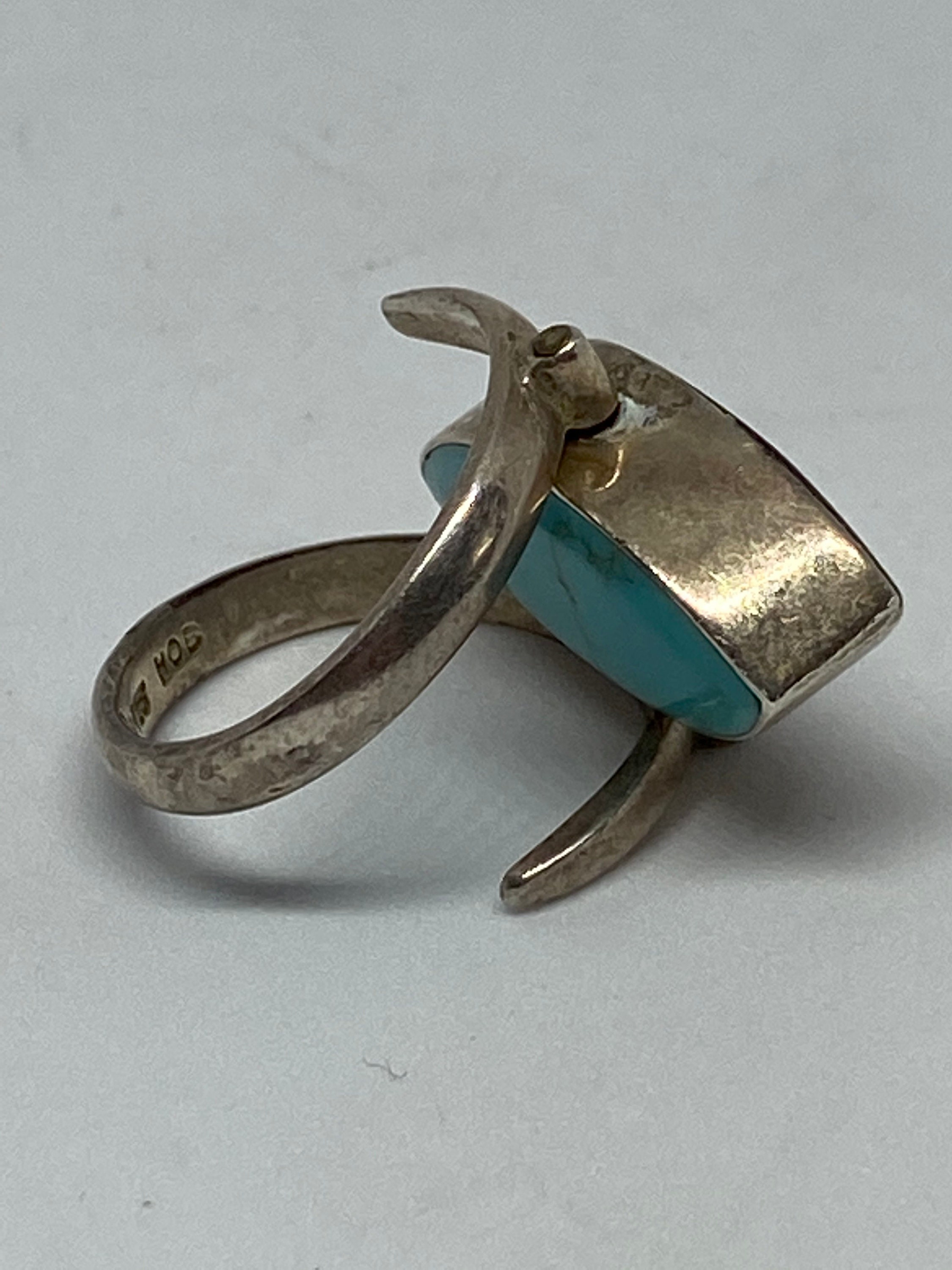 HOB Flip Multi Stone Sterling Ring Turquoise Alabone Puau Sz