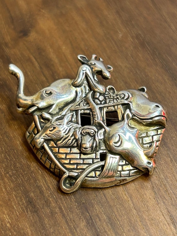 Sterling Noah’s Ark Brooch Pin NWT Jezlaine 925 Si