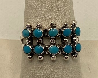 Sleeping Beauty Turquoise Sterling Ring Snake Eyes 925 Silver Unisex Men&#39;s Vintage Jewelry Southwestern Anniversary Birthday Gift Christmas