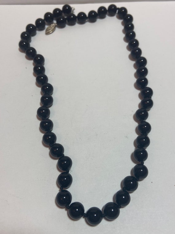 Onyx Sterling Necklace 18.5" 925 Sterling Black B… - image 5
