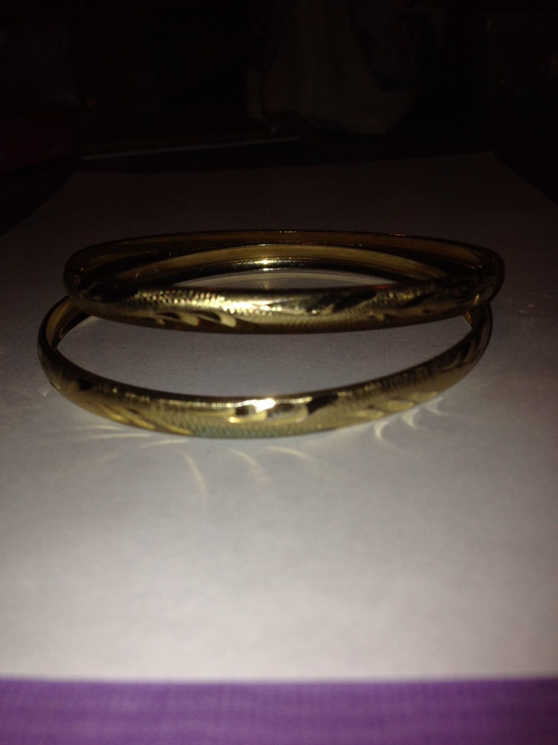 14K Gold Bangles Bracelets Etched CH Chapa Plated Mexico Etsy