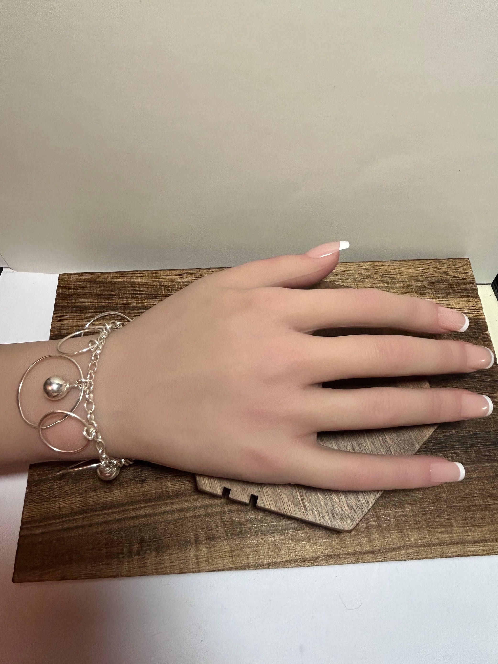 アクセサリー Italy 925 balls cuff bangle Italy Real Solid 925 Sterling Silver 1.5