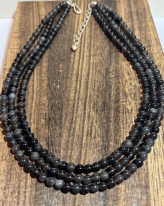 Jay King Gray Jasper Necklace 68g Adjustable 18" 20.5" 925 Silver Beaded Desert Rose Trading DRT Vintage Southwestern Jewelry Birthday Gift View 3