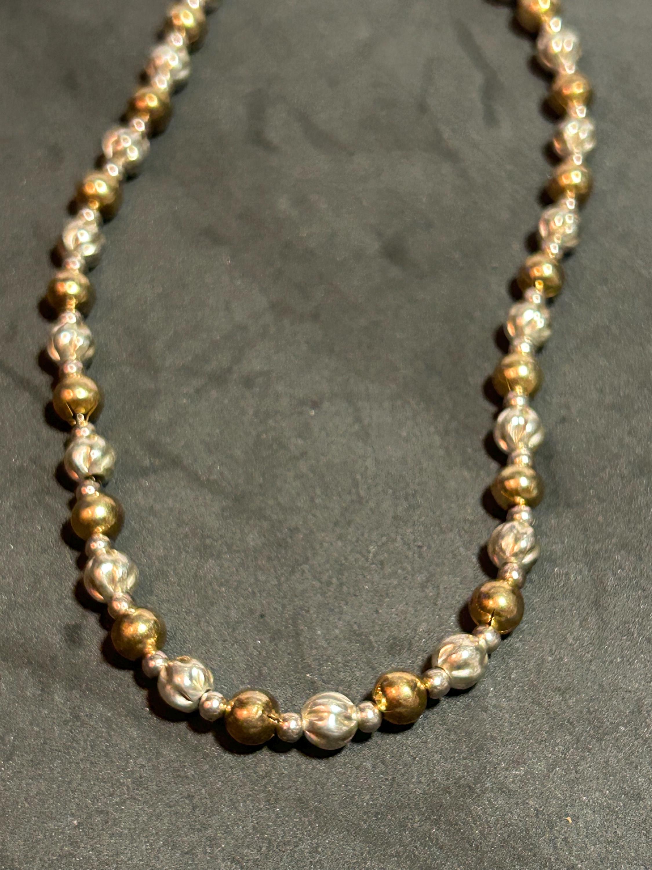イタリア製 14K スターリングシルバー ビーズネックレス 16インチ 14KT 
