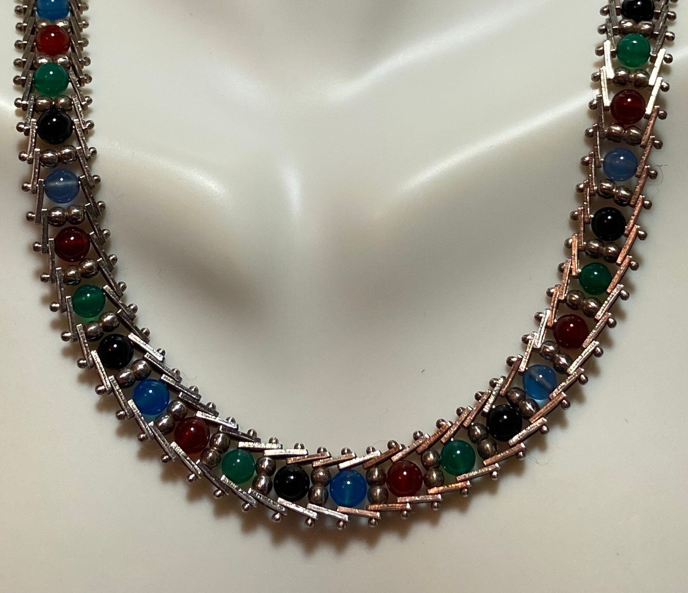 Milor マルチストーン スターリングネックレス 17.5インチ バイク