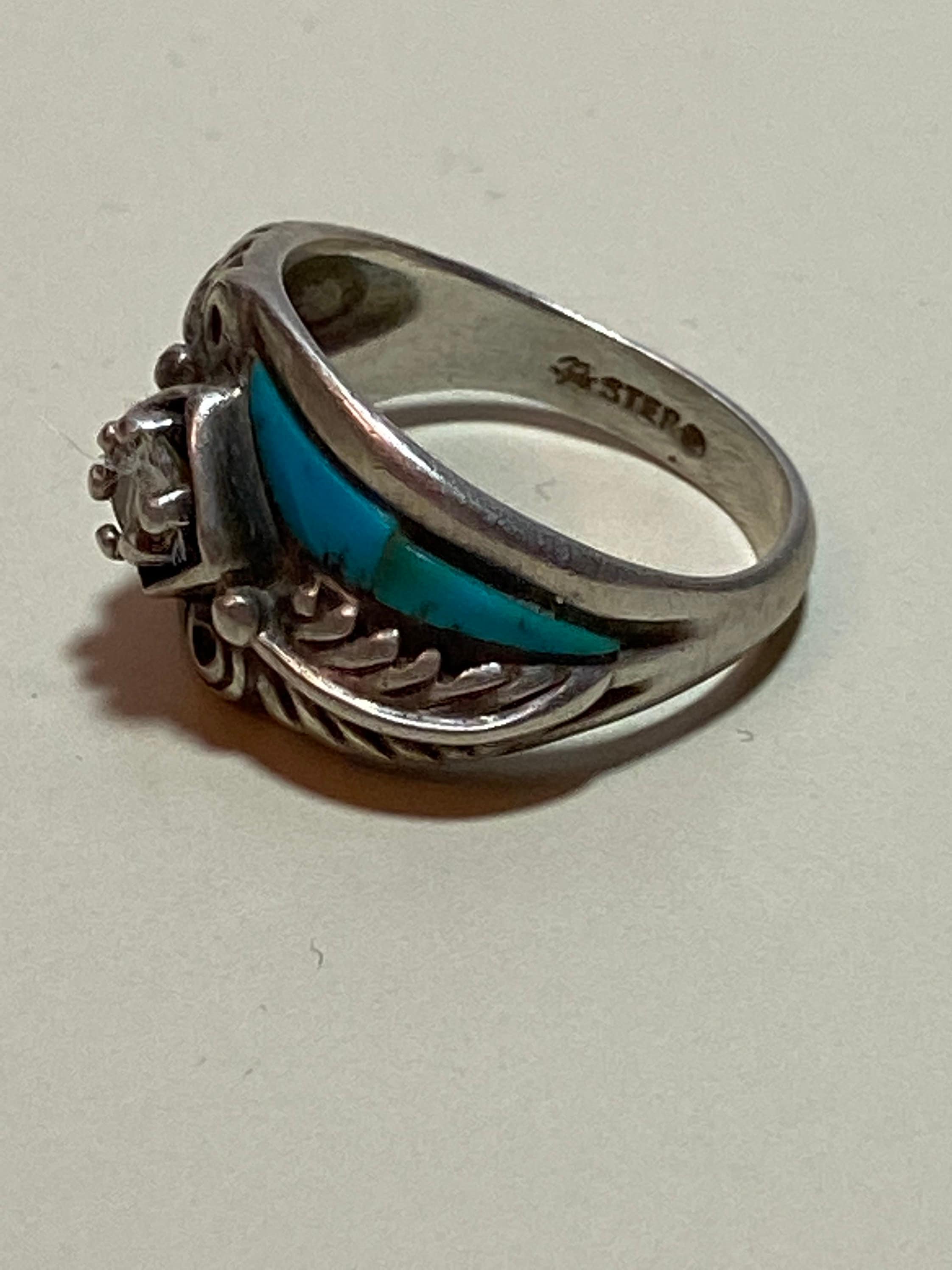 Carolyn Pollack Turquoise CZ Sterling Ring Sz 7 925 Silver | Etsy