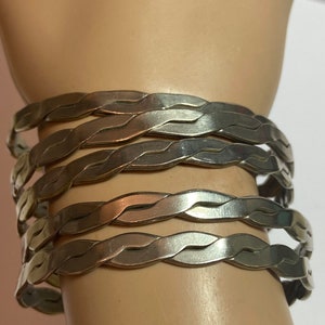Lot of 5 Taxco Bangles Bracelets Woven Braided Silver Copper Mexico Mexican Vintage Jewelry Southwestern Birthday Holiday Christmas Gift