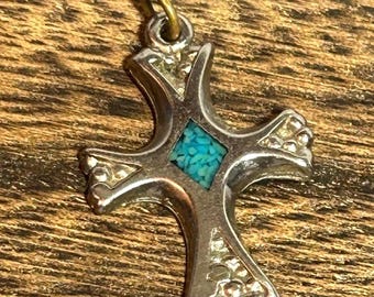 ナバホ族 ターコイズ スターリング クロスペンダント チャーム 925