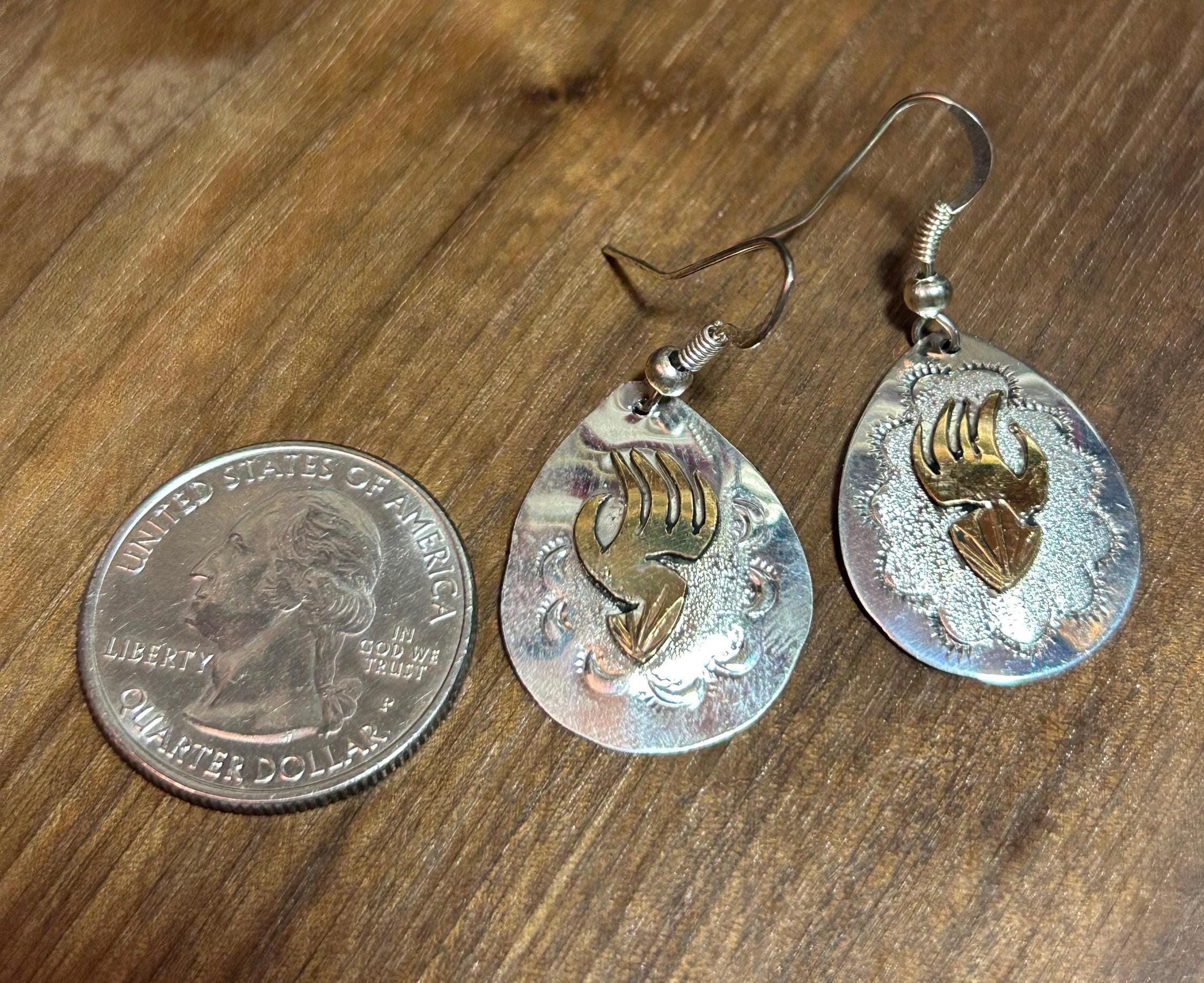 Hopi 12K Sterling Bear Paw Earrings Genevieve Jones 12KT GF 925
