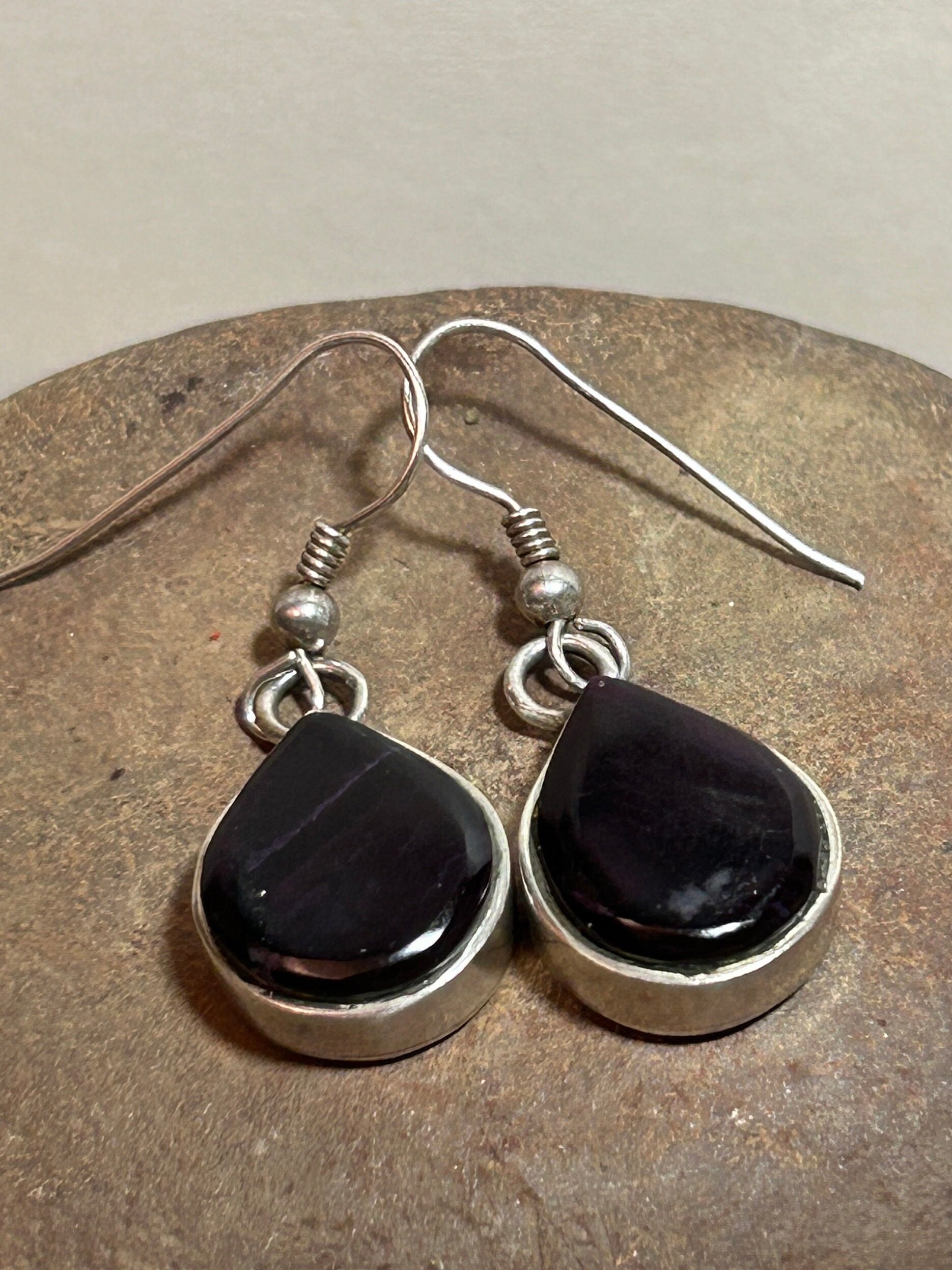 Hopi Sterling Amethyst Earrings Michael Dukepoo 925 Silver Vintage 