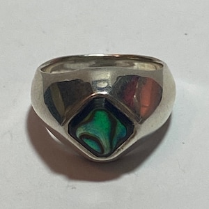 Abalone Sterling Ring Band Sz 7 Boma Art Deco 925 Silver Vintage Jewelry Southwestern Anniversary Birthday Christmas Gift Mother&#39;s Day Shell