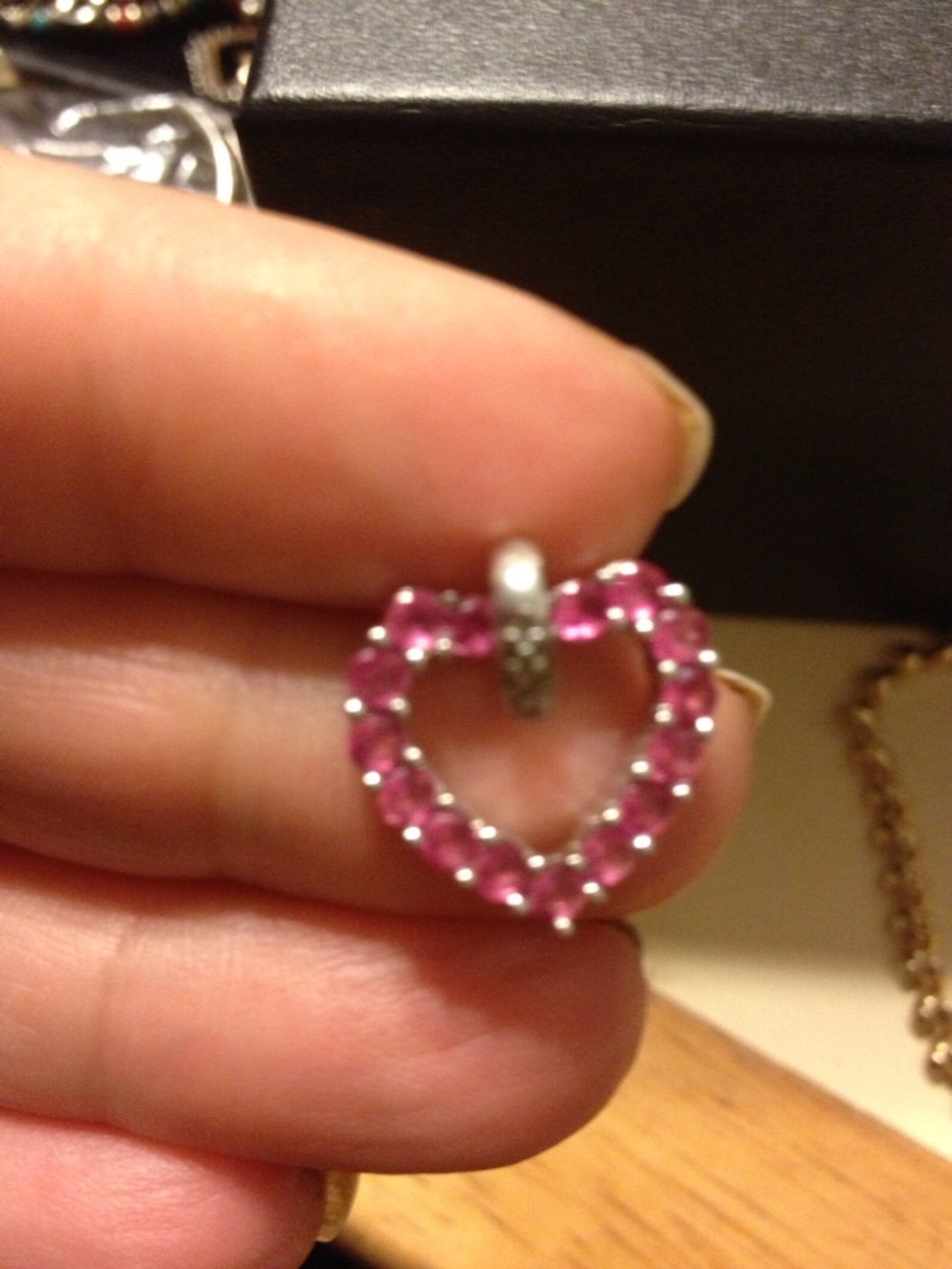 10K Diamond Pendant Pink Sapphire Enhancer Slide White Gold WG Etsy