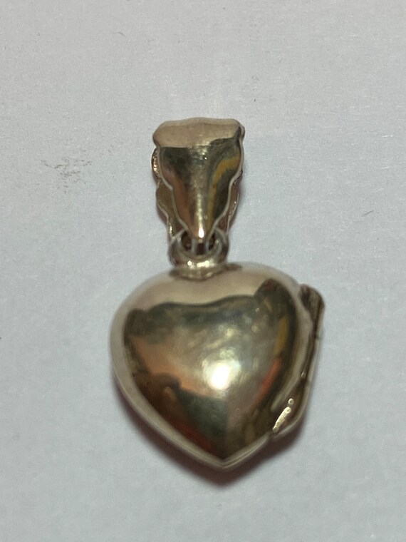 Sterling Heart Locket Pendant 4 Necklace Etched 9… - image 9