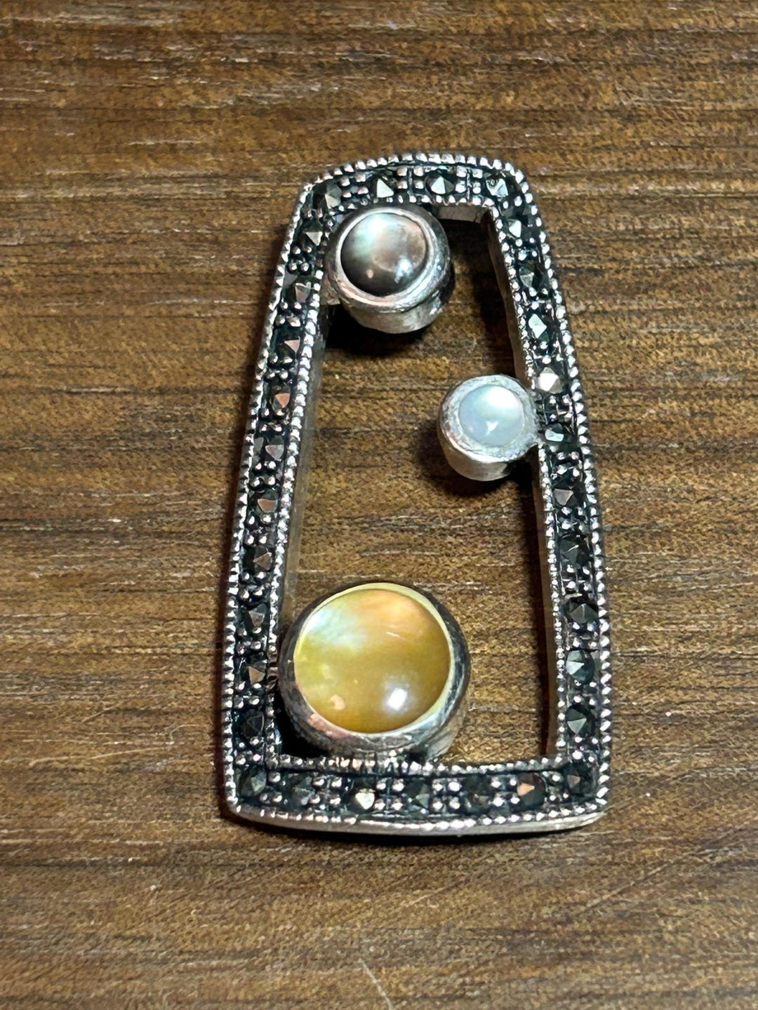 Multi Stone Sterling Pendant Slide Mother of Pearl MOP Abalone ...