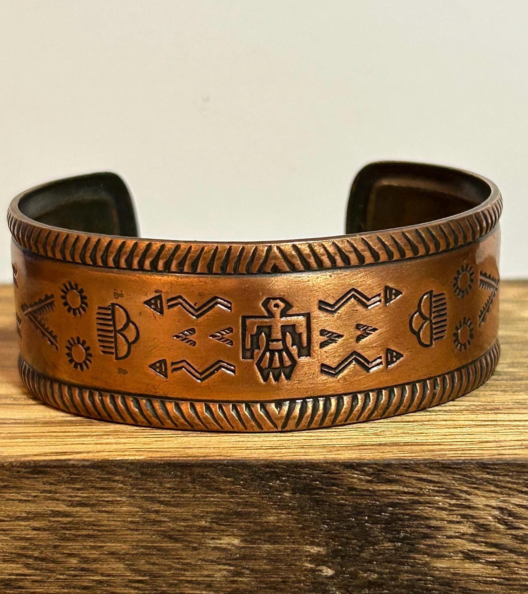 アクセサリー Fred Harvey Thunderbird Copper Bangle Fred Harvey Thunderbird Cuff - Etsy