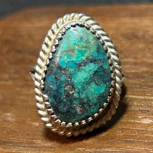 Navajo Turquoise Sterling Ring Sz 5 Pilot Mountain Blue Green 925 Silver Vintage Jewelry Native Southwestern Birthday Christmas Gift Tribal