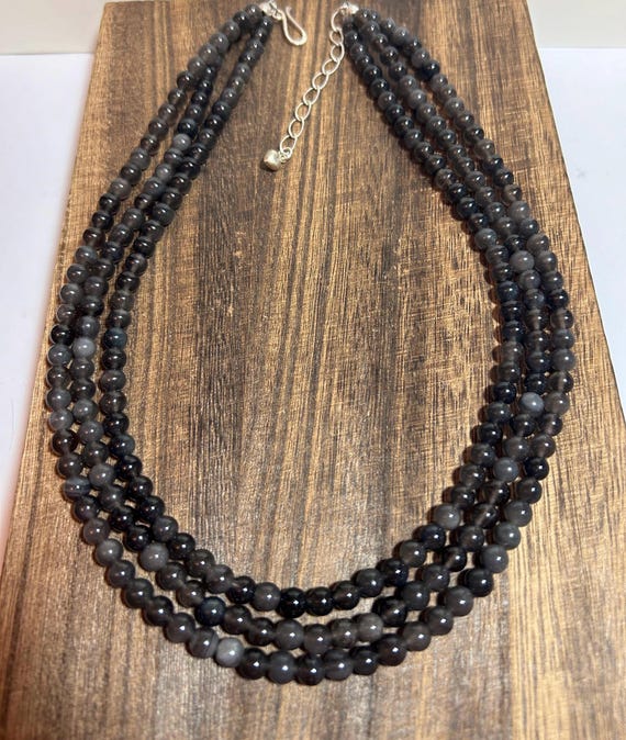Jay King Gray Jasper Necklace 68g Adjustable 18" 20.5" 925 Silver Beaded Desert Rose Trading DRT Vintage Southwestern Jewelry Birthday Gift View 6